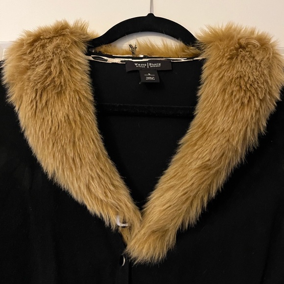 White House Black Market Faux Fur Collar Cardigan - Picture 7 of 9